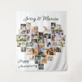 Heart Shaped 36 Foto Collage Wedding Jubiläum Wandteppich (Vorderseite)