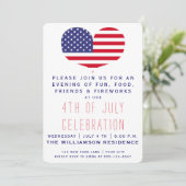 Heart Shaped American Flag | 4. Juli Einladung (Stehend Vorderseite)