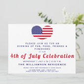Heart Shaped American Flag | 4. Juli Einladung (Stehend Vorderseite)