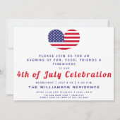 Heart Shaped American Flag | 4. Juli Einladung (Vorderseite)