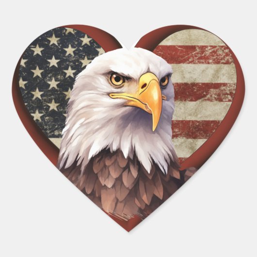 Heart Shaped American Flag Stickers (Vorderseite)