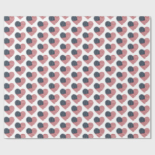 Heart Shaped American Flag Wrapping Paper Geschenkpapier