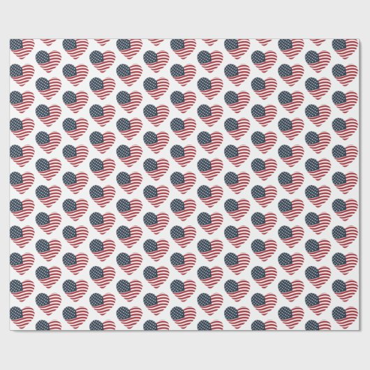 Heart Shaped American Flag Wrapping Paper Geschenkpapier (Flach)