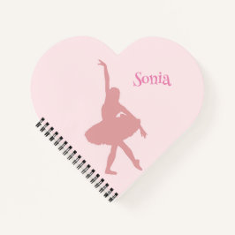 Heart Shaped Ballerina Pink Girls School Notizblock