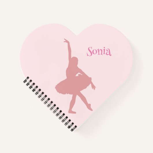 Heart Shaped Ballerina Pink Girls School Notizblock (Vorderseite)