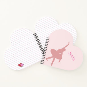 Heart Shaped Ballerina Pink Girls School Notizblock
