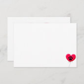 Heart Shaped Balloon With Dog Paw Print Blank Mitteilungskarte (Vorne/Hinten)