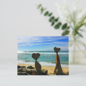 Heart Shaped Beach Rocks Ankündigungspostkarte (Stehend Vorderseite)