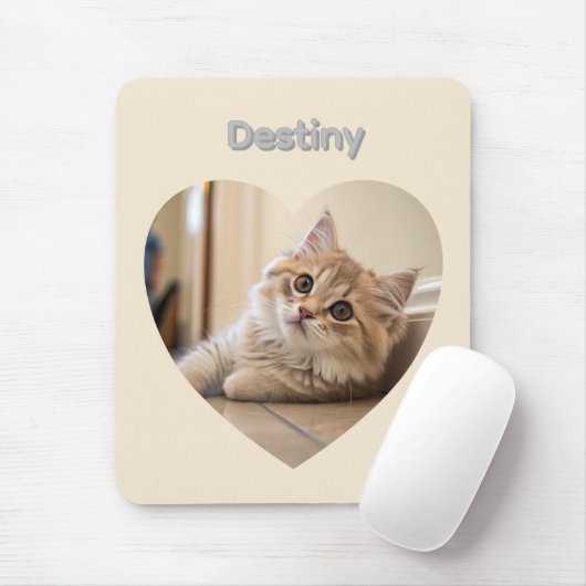 Heart-Shaped Cat Design Mousepad (Mit Mouse)