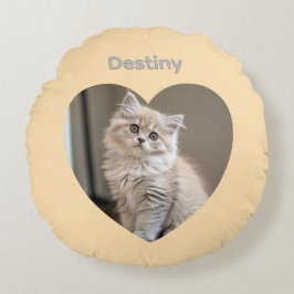 Heart-Shaped Cat Design Rundes Kissen