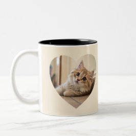 Heart-Shaped Cat Design Zweifarbige Tasse