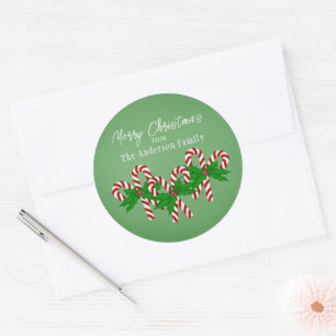 Heart Shaped Christmas Candy Cane Stickers