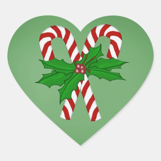 Heart Shaped Christmas Candy Cane Stickers (Vorderseite)
