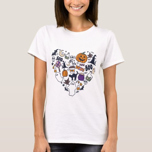 Heart Shaped Collection Hexen Pumpkins Halloween T-Shirt (Vorderseite)