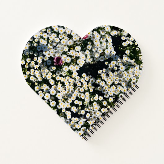 Heart-Shaped Daisy Meadow Notebook Notizblock (Rückseite)