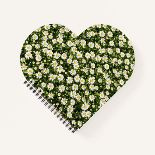 Heart-Shaped Daisy Meadow Notebook Notizblock (Vorderseite)
