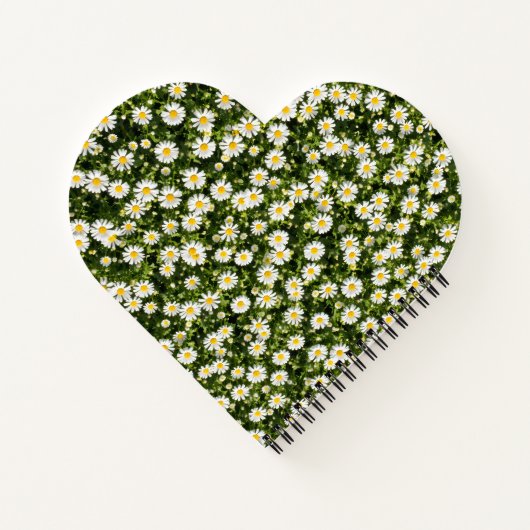 Heart-Shaped Daisy Meadow Notebook Notizblock (Rückseite)