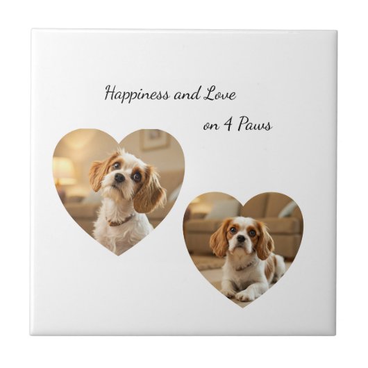 Heart-Shaped Dog Design – “Happiness on Four Paws” Fliese (Vorderseite)