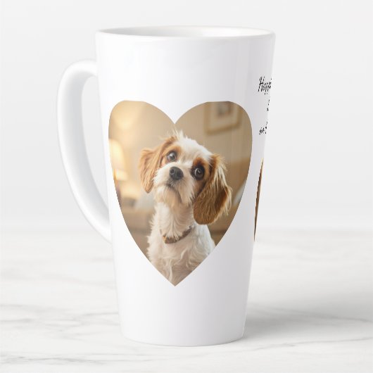 Heart-Shaped Dog Design – “Happiness on Four Paws” Milchtasse (Linke Ecke)