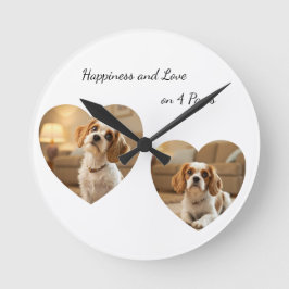 Heart-Shaped Dog Design – “Happiness on Four Paws” Runde Wanduhr