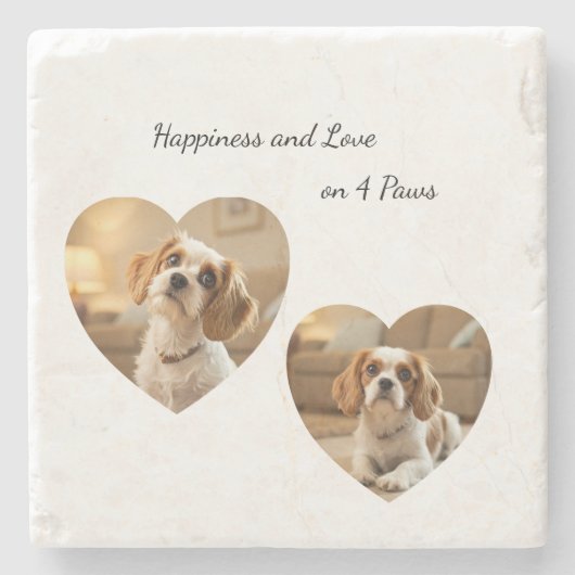 Heart-Shaped Dog Design – “Happiness on Four Paws” Steinuntersetzer (Vorderseite)
