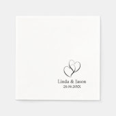 Heart Shaped Eleganter Personalisierter Hochzeitsc Serviette (Vorderseite)