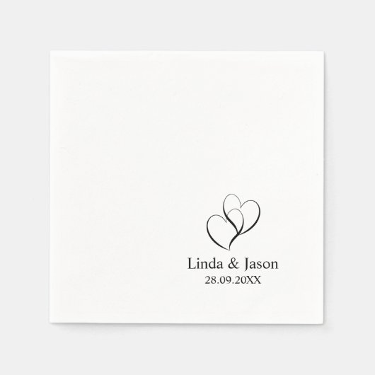 Heart Shaped Eleganter Personalisierter Hochzeitsc Serviette (Vorderseite)
