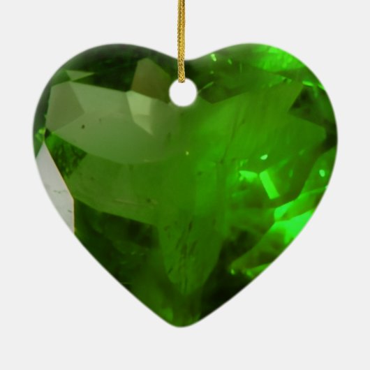 Heart‑Shaped Emerald Keramik Ornament (Hinten)