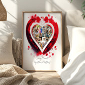 Heart Shaped Family Photo Collage Poster