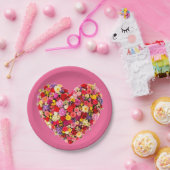 Heart-shaped Floral Valentine Love Arrangement Pappteller (Party)