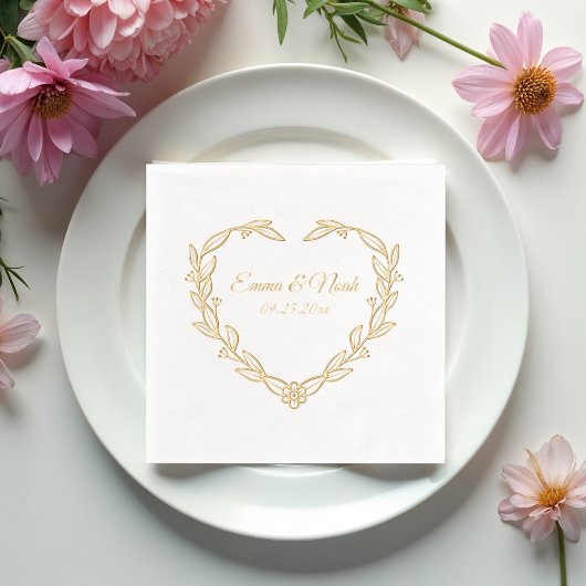 Heart Shaped Floral Wedding Servietten Mit Folie