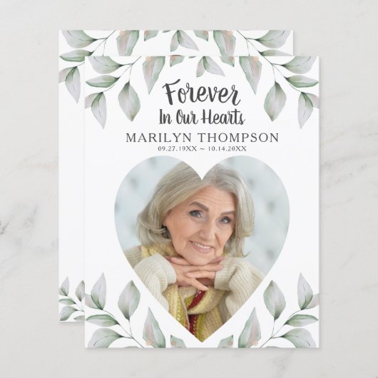 Heart Shaped Foto Budget Memorial Program (Vorne/Hinten)