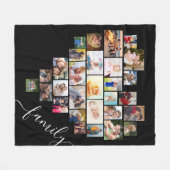 Heart Shaped Foto Collage Familienskript Schwarz Fleecedecke (Vorderseite (Horizontal))
