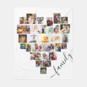 Heart Shaped Foto Collage Familienskript weiß Fleecedecke (Vorderseite)