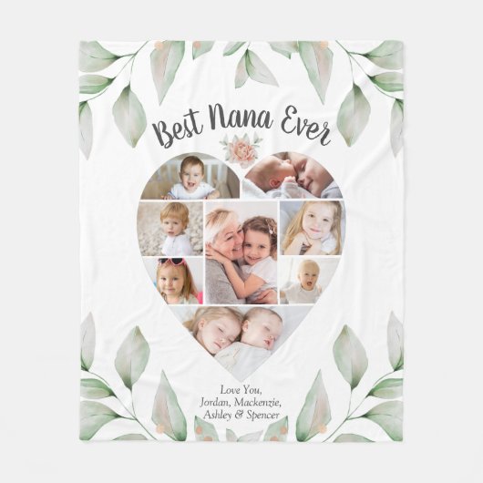 Heart Shaped Foto Collage Script Beste Nana je Fleecedecke (Vorderseite)