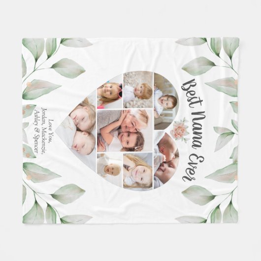 Heart Shaped Foto Collage Script Beste Nana je Fleecedecke (Vorderseite (Horizontal))