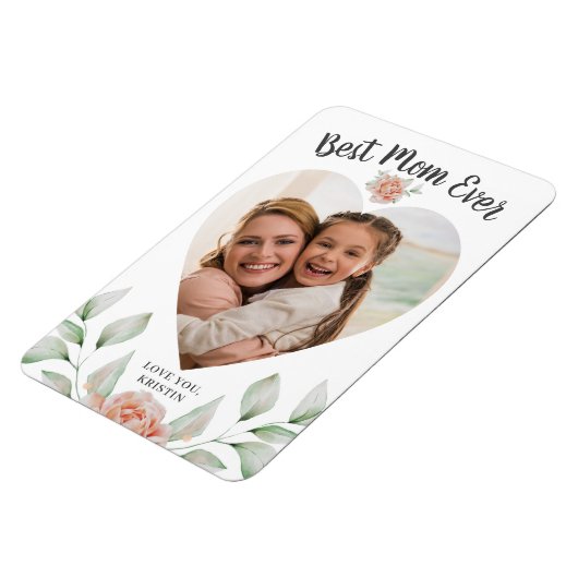 Heart Shaped Foto Script Best Mama Ever Magnet (Linke Seite)