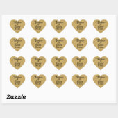 Heart Shaped Gold Glitzer Wedding Herz-Aufkleber (Blatt)