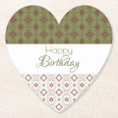 Heart Shaped Happy Birthday Paper Untersetzer (Vorderseite)