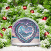 Heart-Shaped Ice Sculpture with Aurora Schneekugeln (Weihnachten)