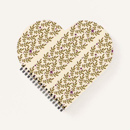 Heart-Shaped Leaf Pattern Spiral Notebook Notizblock (Vorderseite)