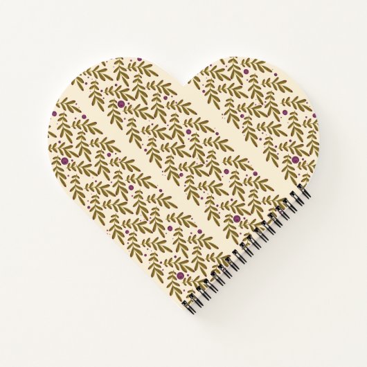 Heart-Shaped Leaf Pattern Spiral Notebook Notizblock (Rückseite)