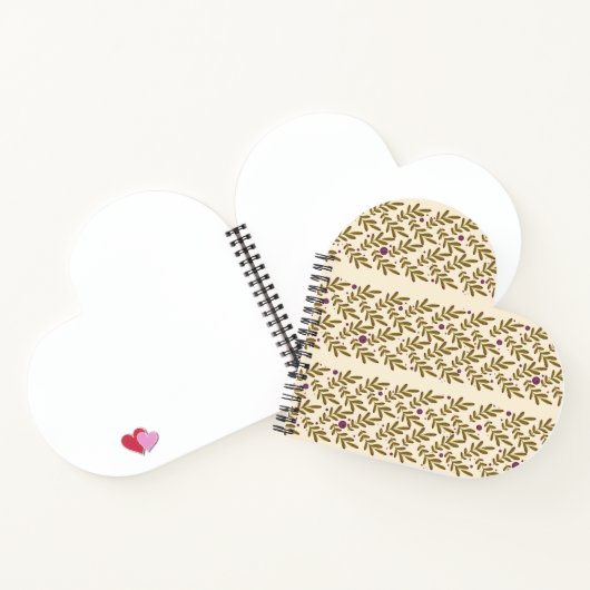 Heart-Shaped Leaf Pattern Spiral Notebook Notizblock (Innenseite)