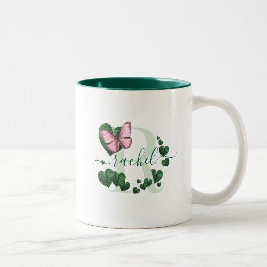 Heart-Shaped Leaves Bouquet Two-Tone Coffee Mug Zweifarbige Tasse (Rechts)