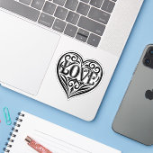 Heart Shaped Liebe Vinyl Aufkleber (Laptop mit iPhone)