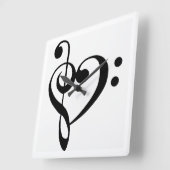 "HEART SHAPED MUSICAL NOTE" CLOCK QUADRATISCHE WANDUHR (Winkel)