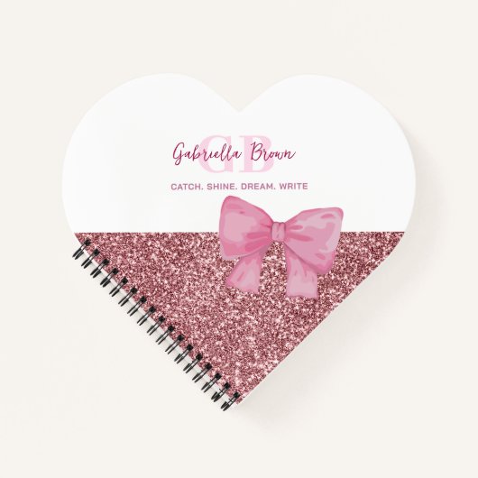 Heart-shaped notebook, glitter diary notizblock (Vorderseite)