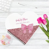 Heart-shaped notebook, glitter diary notizblock