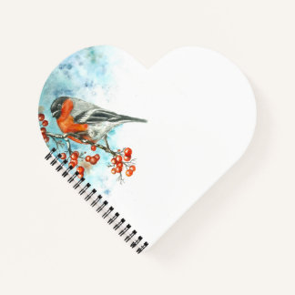 Heart Shaped Notebook mit Watercolor Eurasian Bul Notizblock