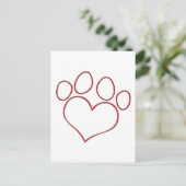 Heart Shaped Paw Print Dog Katze Welpe Kitten Postkarte (Stehend Vorderseite)